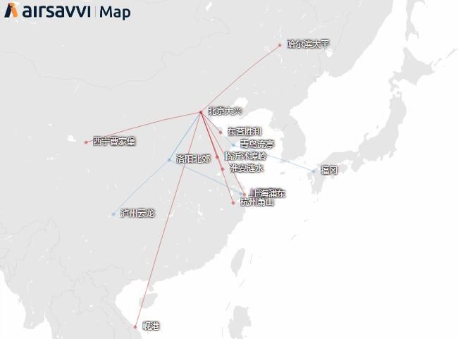 香港空運-航線圖：冬春航季15家航司入駐大興機場
