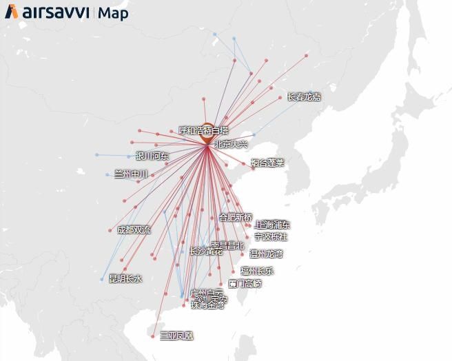 香港空運-航線圖：冬春航季15家航司入駐大興機場