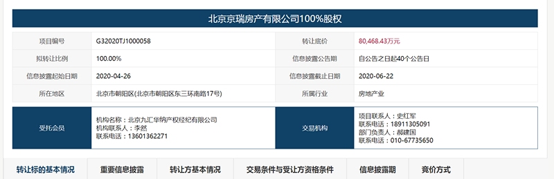 首都機場集團擬8.04億元轉(zhuǎn)讓北京京瑞大廈100%權(quán)益